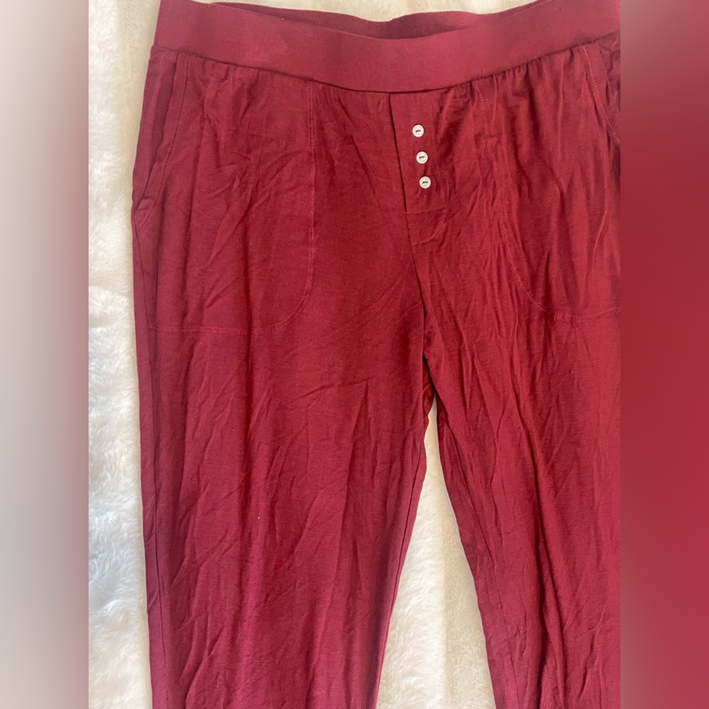 ALFANI Essentials Ultra-Soft Knit Jogger Pajama Pants Red Stone Sz Small - Picture 4 of 9